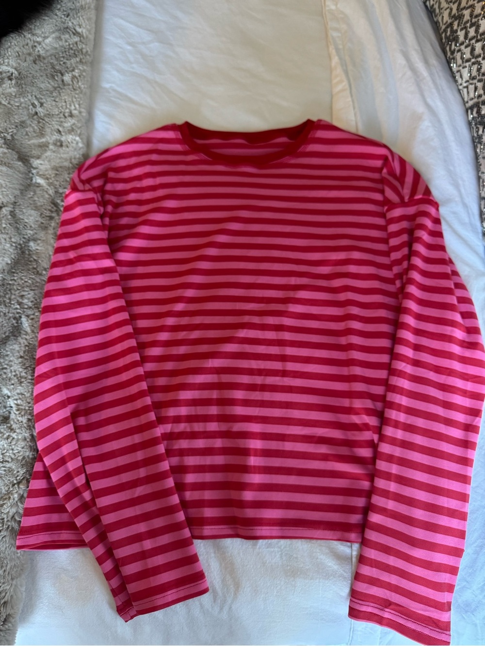 Women’s Long-Sleeve Striped Tee - Pink/Hot Pink